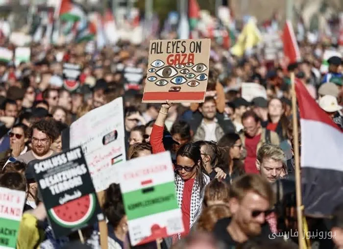 تظاهرات حامیان فلسطین در خیابان‌های برلین